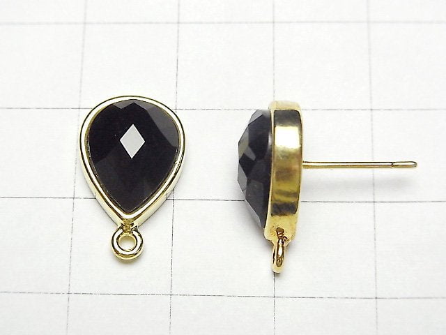 [Video] Earstuds Earrings Copper 1pair with Pear shape Onyx