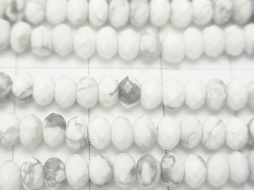 Diamond Cut!  Howlite Magnesite  Faceted Button Roundel 4x4x2.5mm half or 1strand (aprx.15inch/37cm)