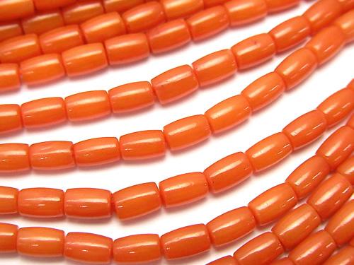 1strand $4.79 !Red  - Orange Coral (Dyed) Tube 5 x 3 x 3 mm 1strand (aprx.15 inch / 38 cm)