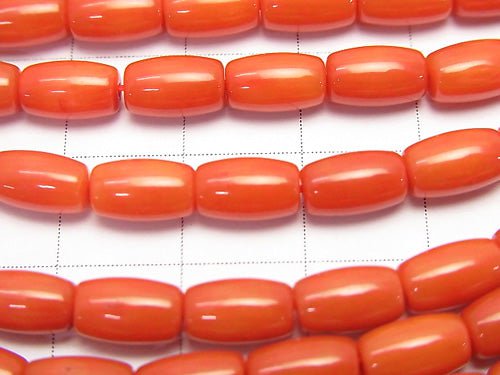 Red-OrangeCoral (Dyed) Tube 7x5x5mm half or 1strand beads (aprx.15inch/38cm)