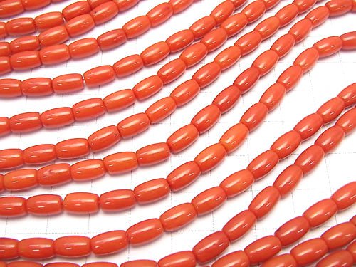 Red-OrangeCoral (Dyed) Tube 7x5x5mm half or 1strand beads (aprx.15inch/38cm)