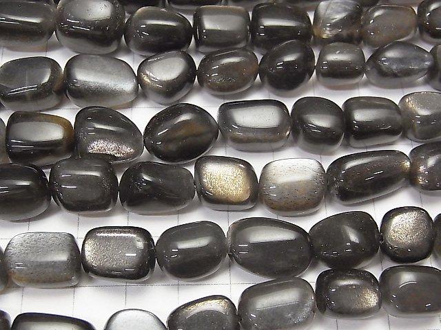 [Video] High Quality Black Moonstone AAA Nugget Size Gradation half or 1strand beads (aprx.15inch / 37cm)