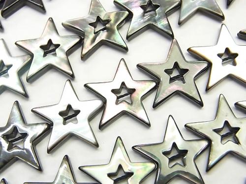 High quality Black Shell Faceted Star (Donut) 18 x 20 x 3 mm 1/4 or 1strand (aprx.15 inch / 38 cm)