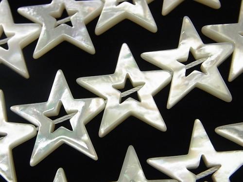 High quality White Shell Faceted Star (Donut) 22 x 24 x 3 mm 1/4 or 1strand (aprx.15 inch / 38 cm)