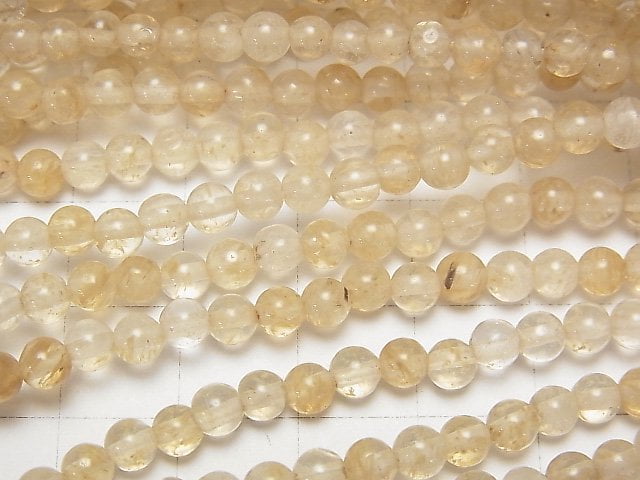 Synthetic Opal Round 4mm Yellow 1strand beads (aprx.15inch / 37cm)