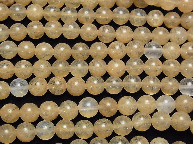 Synthetic Opal Round 8mm Yellow 1strand beads (aprx.14inch / 35cm)