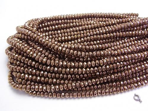 1strand $6.79! Hematite Faceted Button Roundel 6 x 6 mm x 4 mm Bronze Color Coating 1 strand (aprx.15 inch / 38 cm)