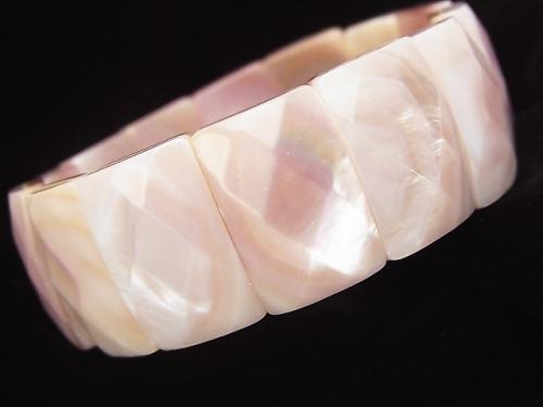 High Quality Pink Shell AAA Two Hole Faceted Rectangle 18 x 12 x 5 mm 1strand (Bracelet)