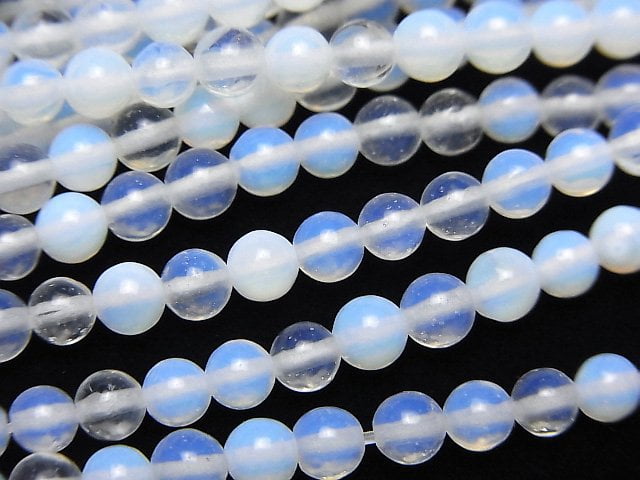 [Video]Synthetic Opal Round 4mm White 1strand beads (aprx.15inch/36cm)