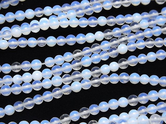 [Video]Synthetic Opal Round 4mm White 1strand beads (aprx.15inch/36cm)