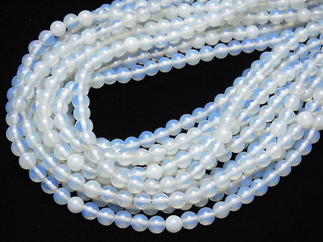 [Video]Synthetic Opal Round 6mm White 1strand beads (aprx.15inch/36cm)