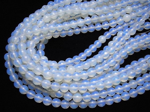 [Video]Synthetic Opal Round 8mm White 1strand beads (aprx.14inch/35cm)