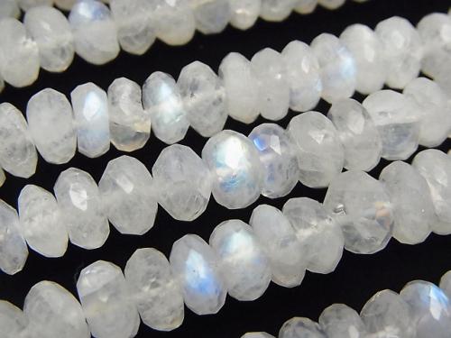 Rainbow Moon Stone AAA - Faceted Button Roundel half or 1strand (aprx. 13 inch / 33 cm)
