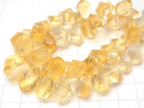 [Video] [One of a kind] High Quality Citrine AAA- Drop 4Faceted Twist Faceted Briolette 1strand beads (aprx.6inch / 16cm) NO.1