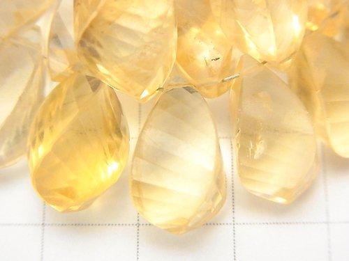 [Video] [One of a kind] High Quality Citrine AAA- Drop 4Faceted Twist Faceted Briolette 1strand beads (aprx.6inch / 16cm) NO.4