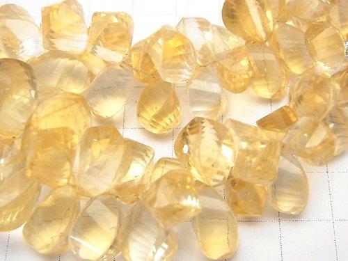 [Video] [One of a kind] High Quality Citrine AAA- Drop 4Faceted Twist Faceted Briolette 1strand beads (aprx.6inch / 16cm) NO.4