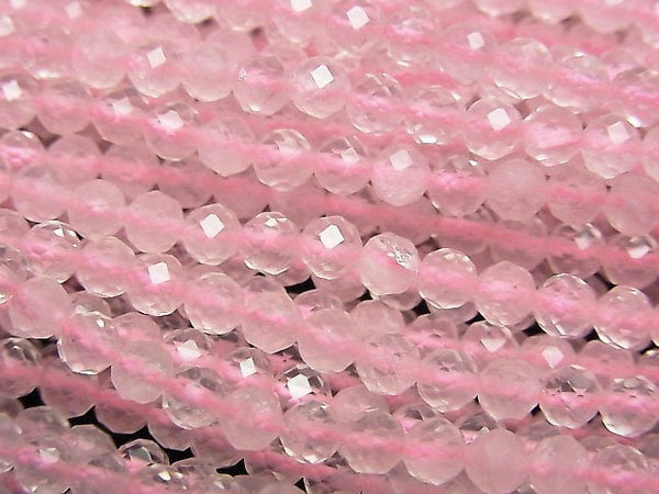 [Video]High Quality! Rose Quartz AA++ Faceted Round 3mm 1strand beads (aprx.15inch/37cm)