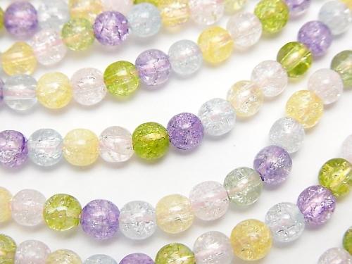 1strand $5.79! Multi Color Cracked Crystal Round 4mm NO.1 1strand (aprx.15inch / 38cm)