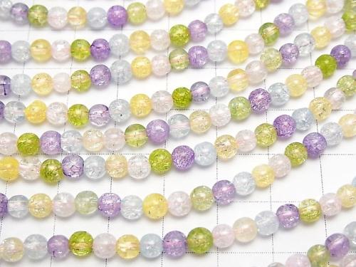 1strand $5.79! Multi Color Cracked Crystal Round 4mm NO.1 1strand (aprx.15inch / 38cm)