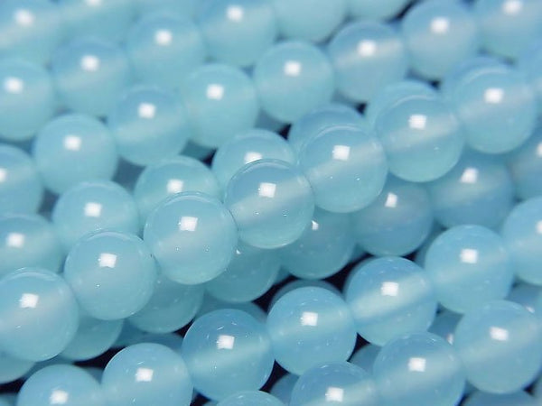 [Video] Sea Blue Chalcedony AAA Round 6mm half or 1strand beads (aprx.15inch/37cm)