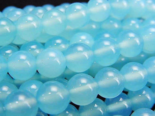 [Video] Sea blue Chalcedony AAA Round 8 mm 1/4 or 1strand beads (aprx.15 inch / 38 cm)