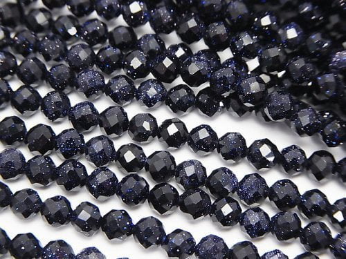 High Quality!  Blue Golden Sand Stone  Faceted Round 4mm  1strand beads (aprx.15inch/37cm)