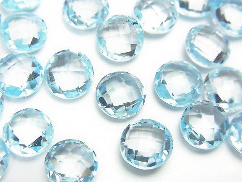 [Video]High Quality Sky Blue Topaz AAA Undrilled Faceted Coin 8 x 8 x 4 mm 2 pcs $11.79!