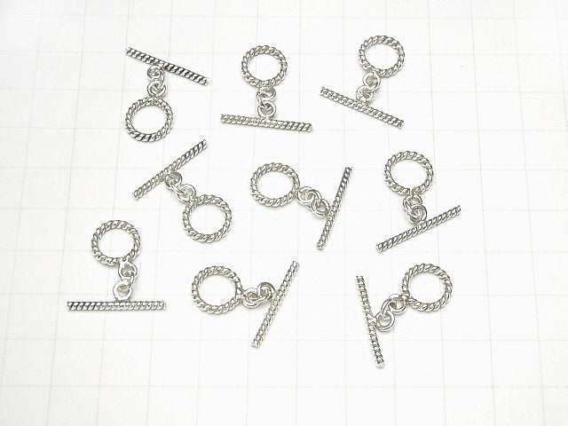 Karen Silver Twist Toggle 10mm with Jump Ring 1pair