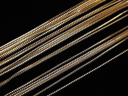 [K10 Yellow Gold] Box Chain Approx 0.6mm width necklace 1pc beads (aprx.20inch/50cm)