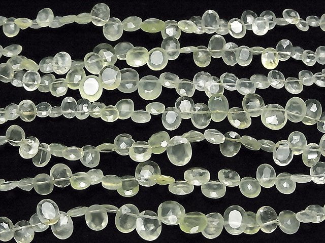 [Video]Prehnite AA+ Faceted Oval 1strand beads (aprx.7inch/18cm)