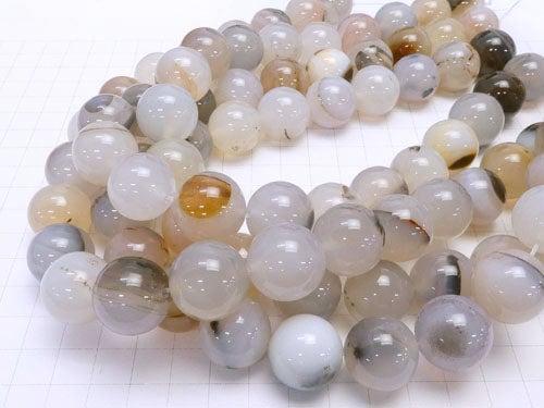 Uruguay Dendrite Agate AA+ Round 18mm half or 1strand beads (aprx.14inch / 35cm)