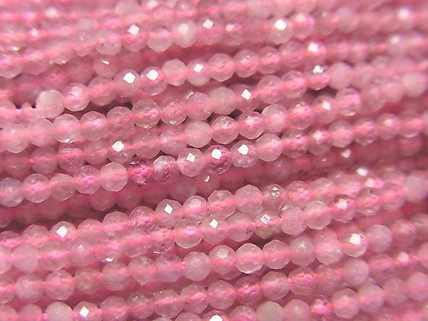 [Video]High Quality! Pink Tourmaline AA++ Faceted Round 2mm 1strand beads (aprx.15inch/38cm)