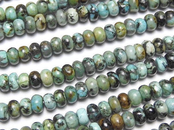 [Video] African Turquoise Roundel 4x4mm 1strand beads (aprx.15inch / 38cm)