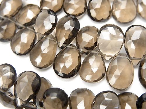 High Quality Smoky Crystal Quartz AAA Pear shape  Faceted Briolette  half or 1strand (aprx.7inch/18cm)