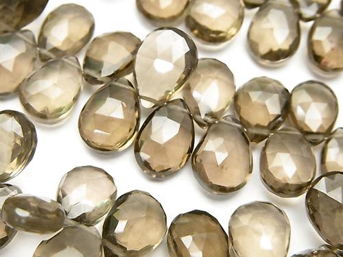 High Quality Light Color Smoky Crystal Quartz AAA Pear shape Faceted Briolette half or 1strand (aprx.7inch / 18 cm)