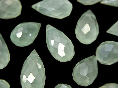 High Quality pastel green color Chalcedony AAA Drop Faceted Briolette coating 10 pcs