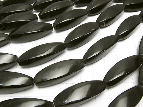 Buffalo Horn 4 Faceted Twist Faceted Rice 35 x 12 x 12 black half or 1 strand (aprx. 13 inch / 32 cm)
