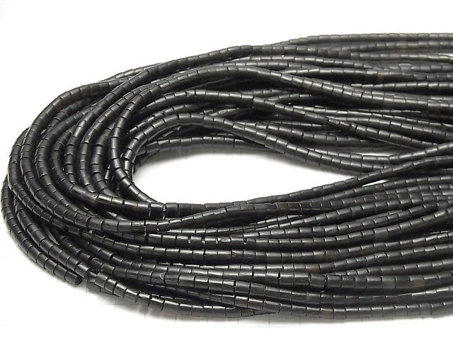 Buffalo Horn Tube 4x4x3mm Black 1strand beads (aprx.15inch/38cm)