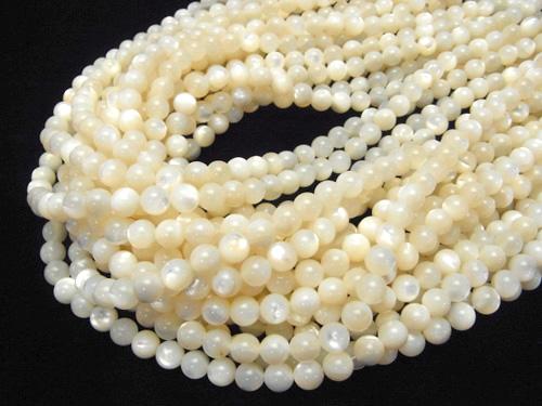[Video] High Quality White Shell (Silver-lip Oyster) AAA Round 7mm 1strand beads (aprx.15inch / 38cm)