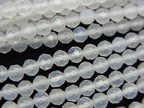 Diamond Cut! 1strand $6.79! White Chalcedony Faceted Round 4mm 1strand (aprx.15inch / 37cm)