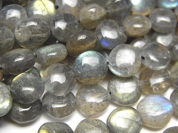 [Video]Labradorite AA Coin Size Gradation 1strand beads (aprx.14inch/35cm)