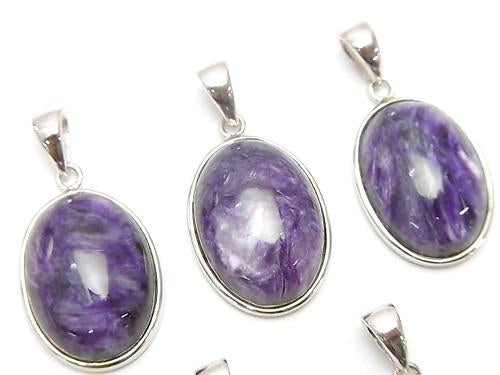 1pc $23.99! High Quality Charoite AAA Pendant 20x14mm Silver925 1pc