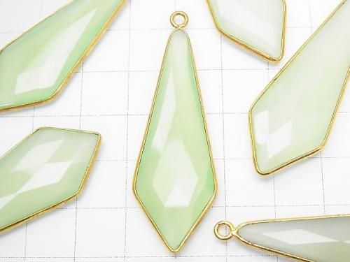 Light green Chalcedony Bezel Setting Faceted Marquise 46 x 16 x 5 mm 18 KGP 2 pcs $24.99!