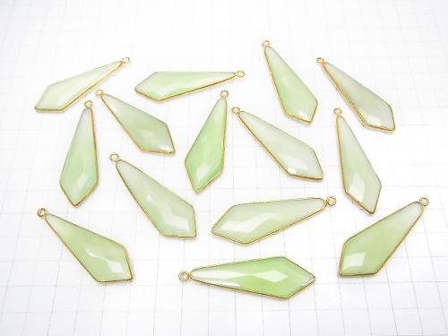 Light green Chalcedony Bezel Setting Faceted Marquise 46 x 16 x 5 mm 18 KGP 2 pcs $24.99!