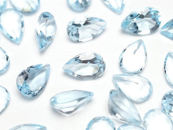 [Video]High Quality Sky Blue Topaz AAA Loose stone Pear shape Faceted 8x5mm 5pcs