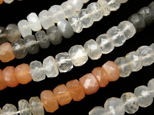 High Quality Multicolor Moon Stone AAA Faceted Button Roundel 6 x 6 x 3 mm half or 1 strand (apr x 14 inch / 34 cm)