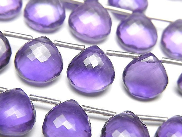 [Video] MicroCut High Quality Amethyst AAA Chestnut Faceted Briolette 1strand (8pcs )