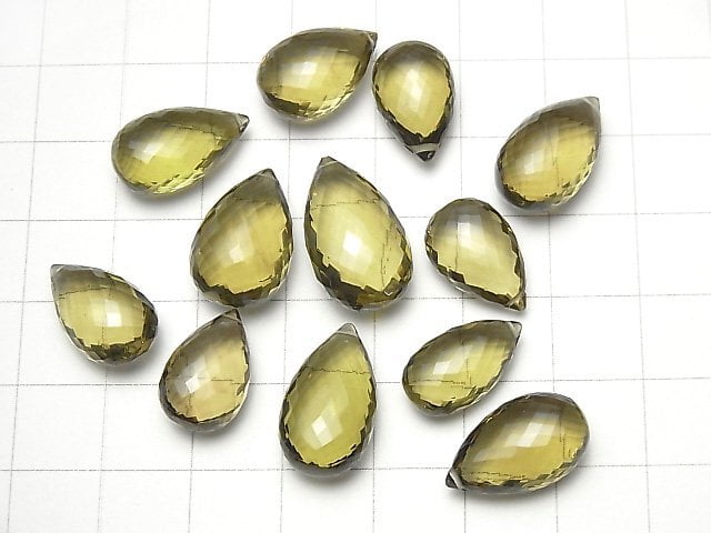 [Video] MicroCut High Quality Olive Color Quartz AAA Pear shape Faceted Briolette 3pcs