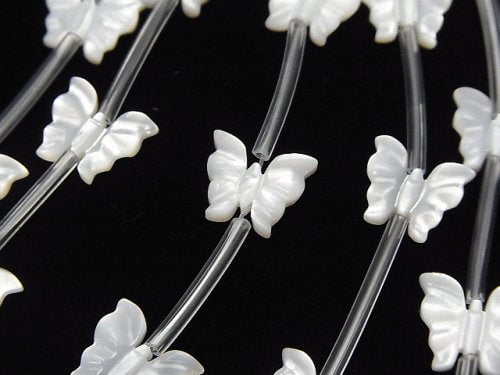 High Quality Mother of Pearl MOP AAA White Butterfly Shape half or 1strand (Approx 12pcs)