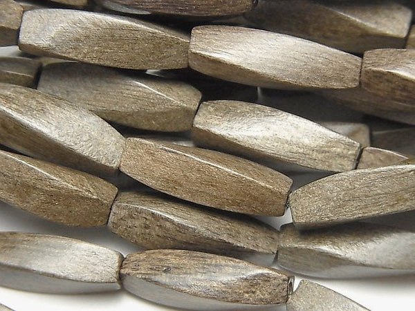 Gray Wood 4Faceted Twist Faceted Rice 20x6x6mm 1strand beads (aprx.15inch/38cm)